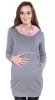 MijaCulture – Cute 2 in1 Maternity and Nursing Pullover Sweater Sweatshirt Ellie 7129  Grey / Pink